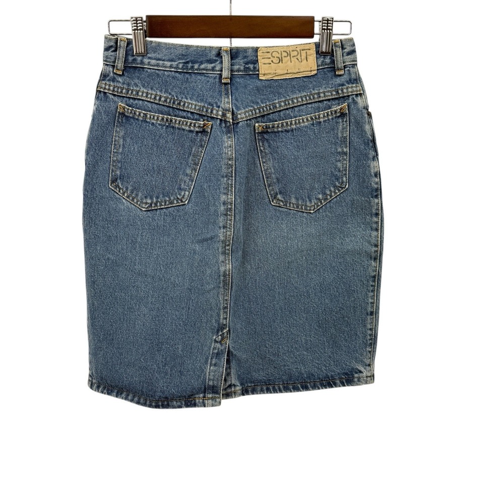 Vintage Esprit Jeans Denim Skirt Women's 9/10 Made USA Blue High Rise 90s Midi - Picture 2 of 9